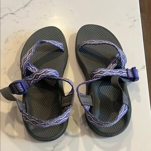 Chaco Strappy Sandals with Purple and Gray Accents